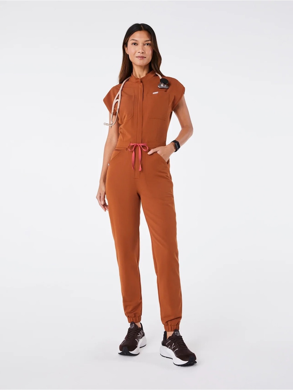 Figs Rafaela Cargo Jogger ScrubJumpsuit In Dirty Chai Size S